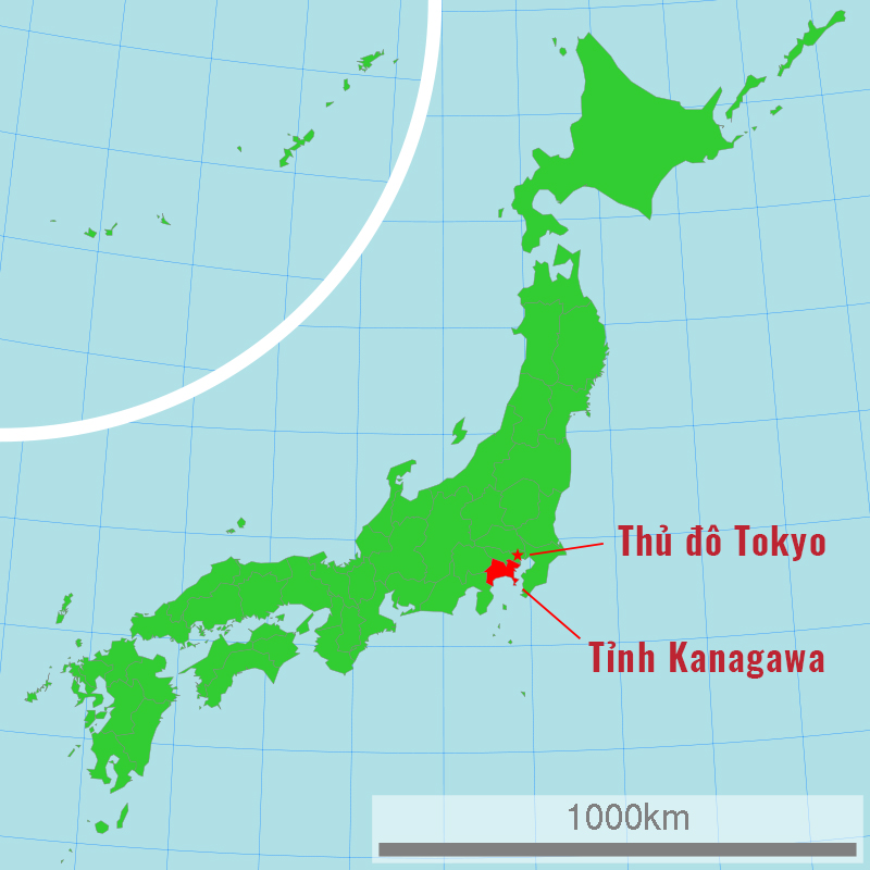 Vị trí tỉnh Kanagawa - Nhật Bản