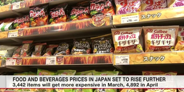 Giá thực phẩm và đồ uống tại Nhật Bản tiếp tục tăng